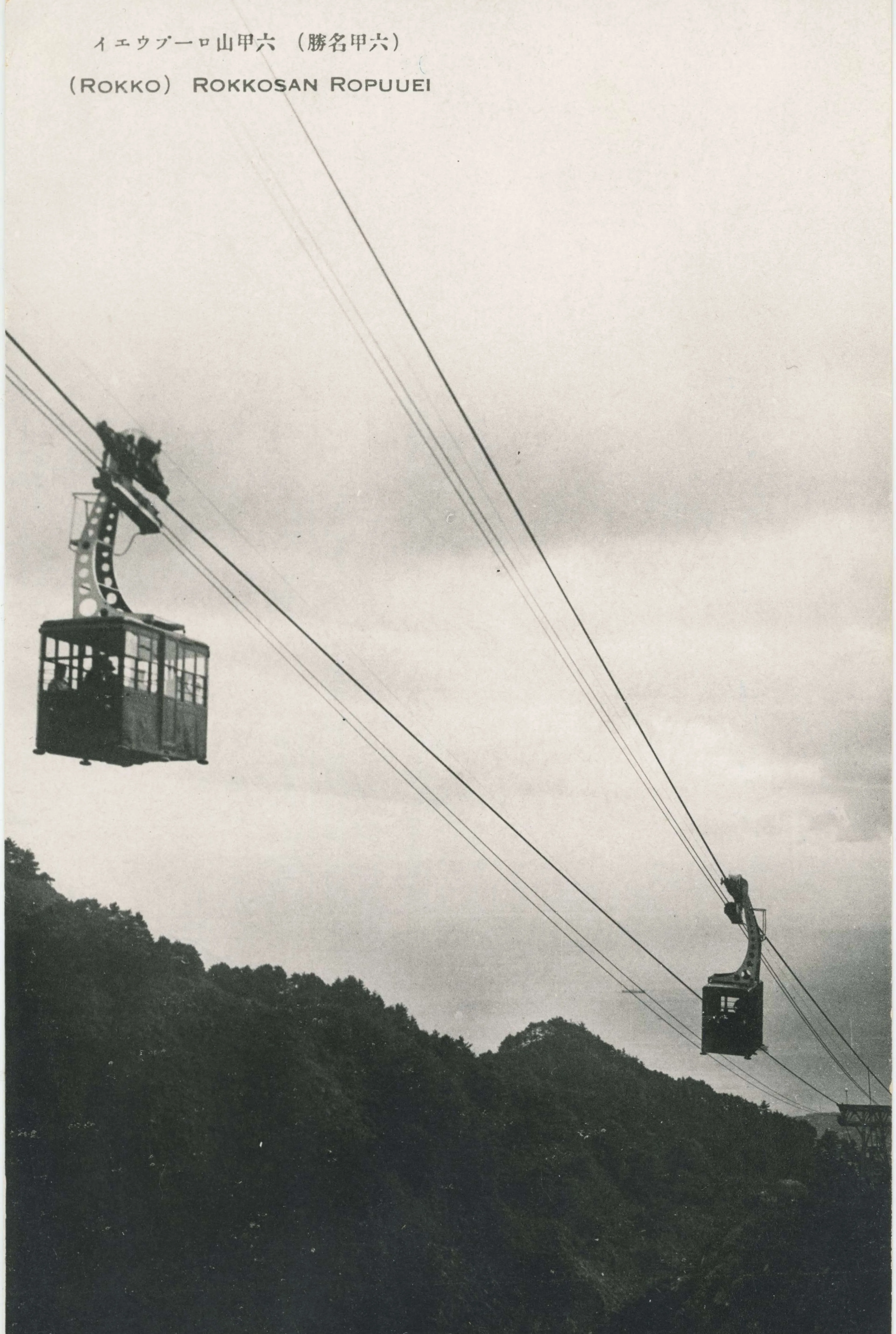 雄大な山景を背景に運行されるロープウェイの姿