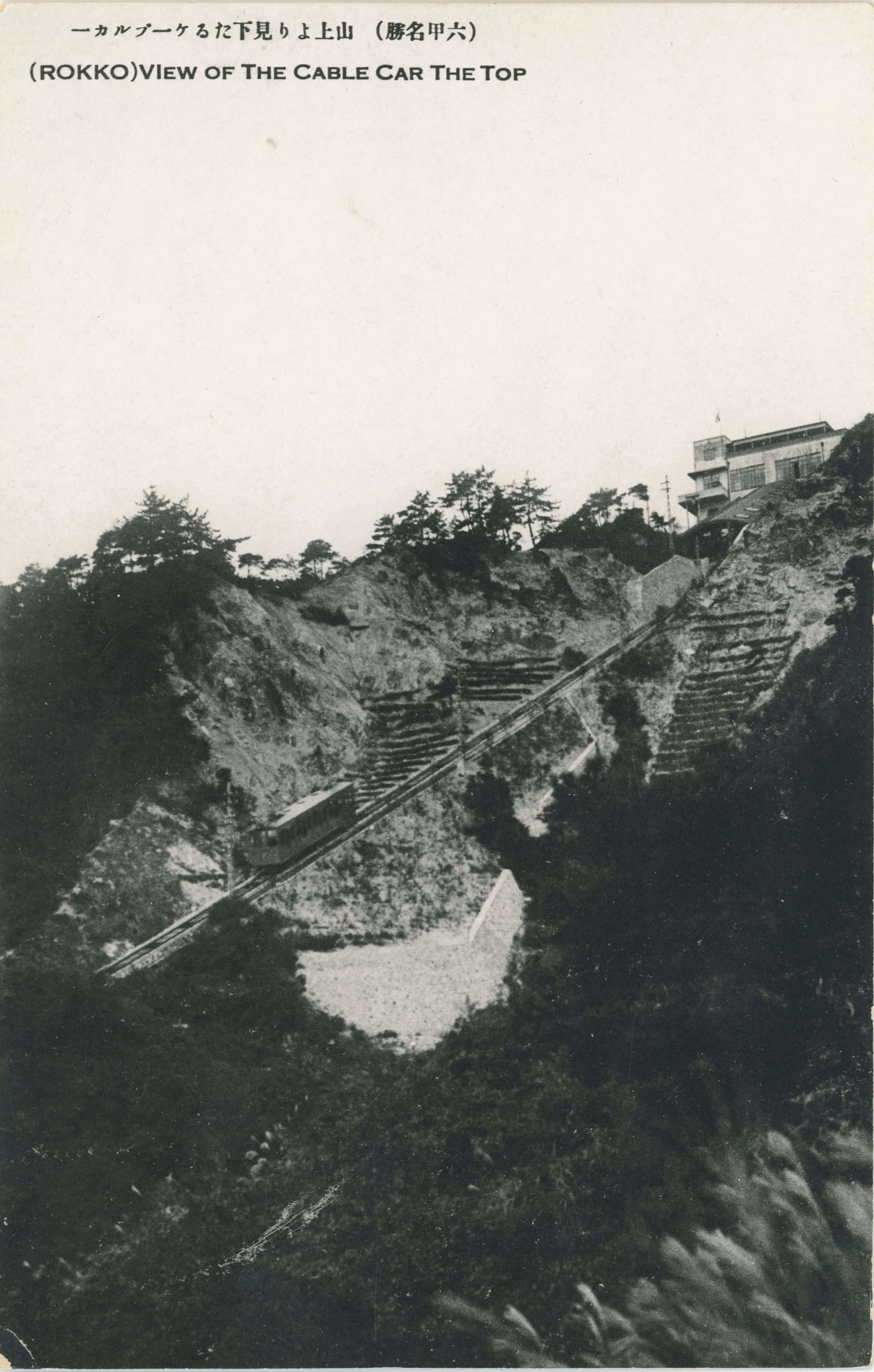 山頂から見えるケーブルカーの様子。