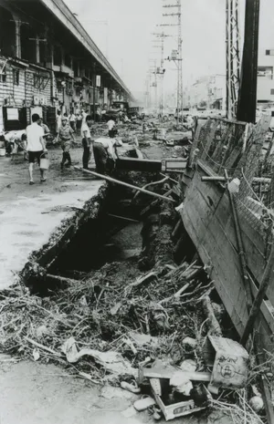 宇治川周辺の被害